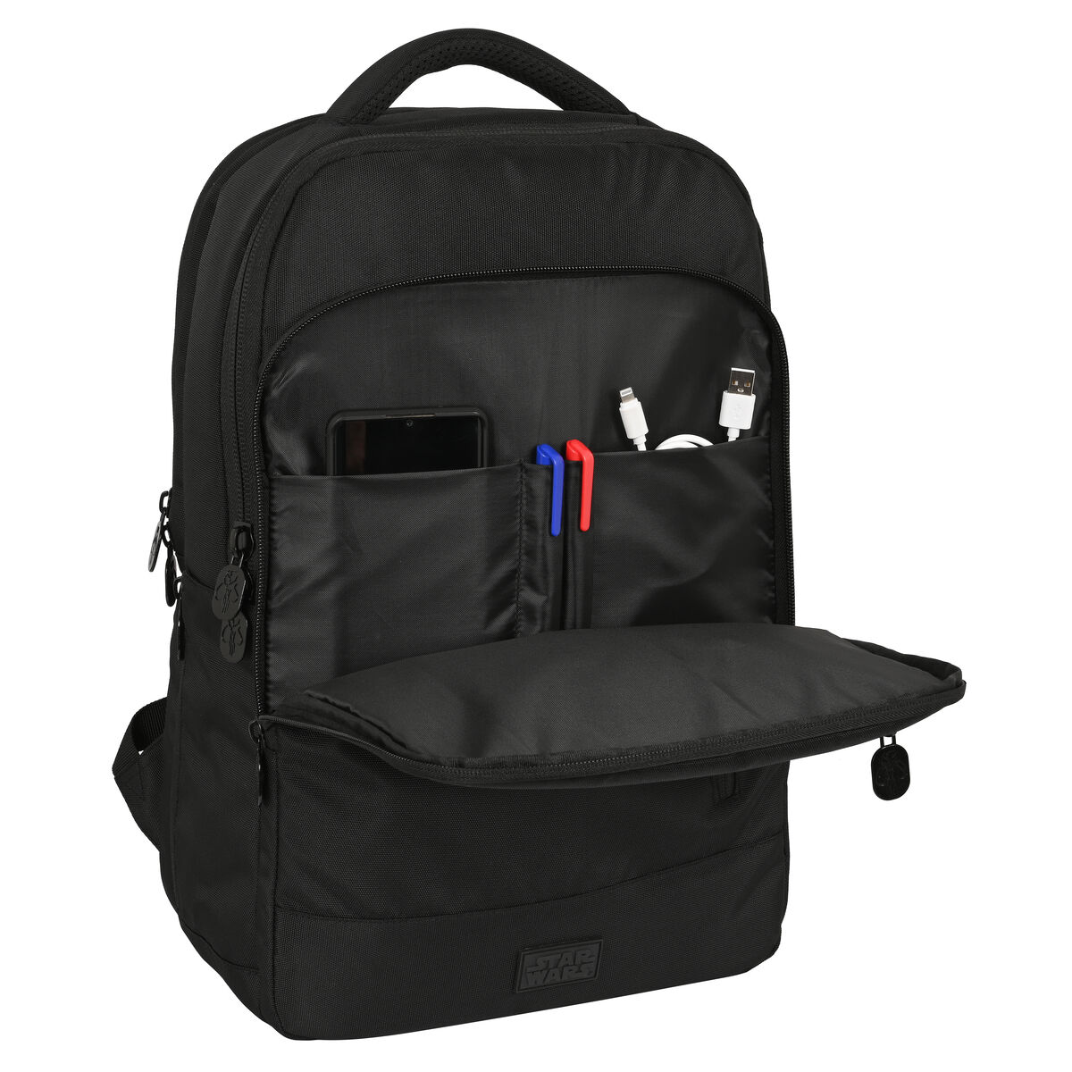 Batoh pro laptop a tablet s USB portem The Mandalorian Černý